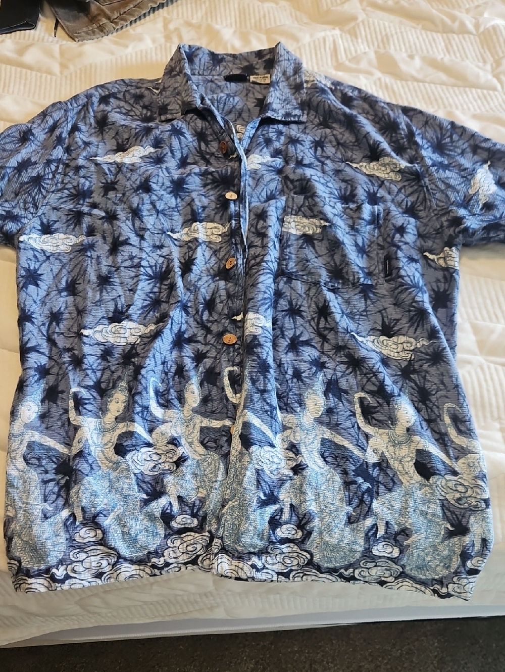 Billabong Blue Printed Short-Sleeve Men's Shirt with Dance Motif